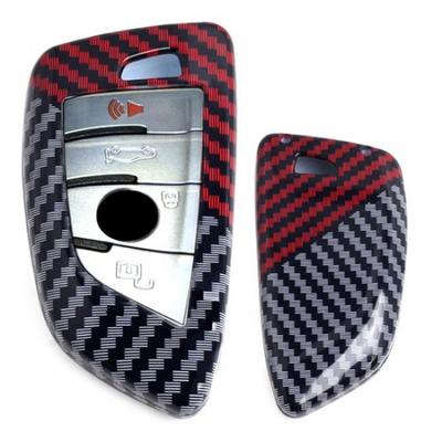 Black/Red Carbon Pattern Hard Key Cover For BMW X1 X5 X6 5 7 Series Toyota Supra