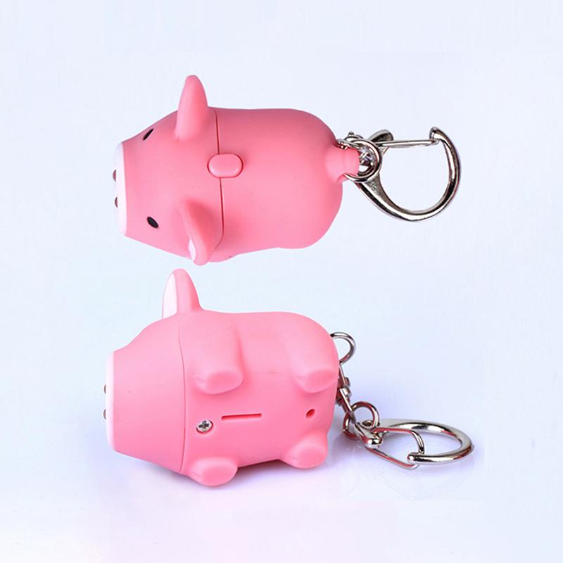Cute Pig Style Keychain Led Light Sound Key Chain Keyring Car Bag Pendant Decoration Gift