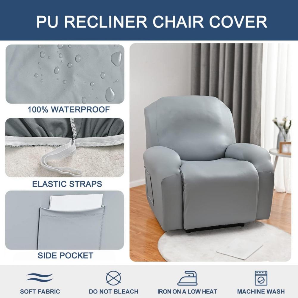 4/6/8PCS Recliner Sofa Cover for Living Room Waterproof PU Leather Sofa Cushion Cover for Pets Kids Furniture Protector Washable