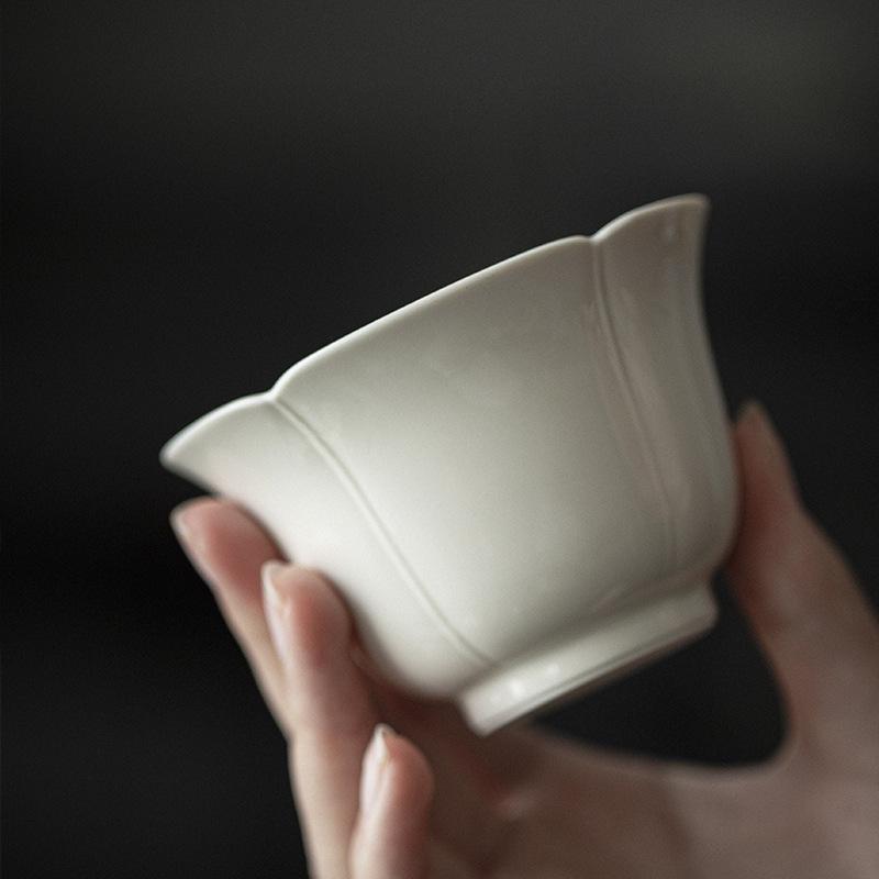 Plant Ash Glaze Handmade Ceramic Cover Bowl Small Coarse Pottery Kung Fu Tea Set Flower Mouth Japanese Tea Bowl