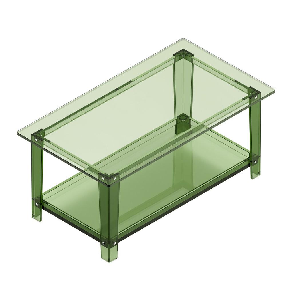 Acryl-Kaffeetisch, 2-stöckiger Mitteltisch mit Ablagefach, Moderner rechteckiger Acryl-Kaffeetisch, Ideal für Esszimmer, Kücheninsel,