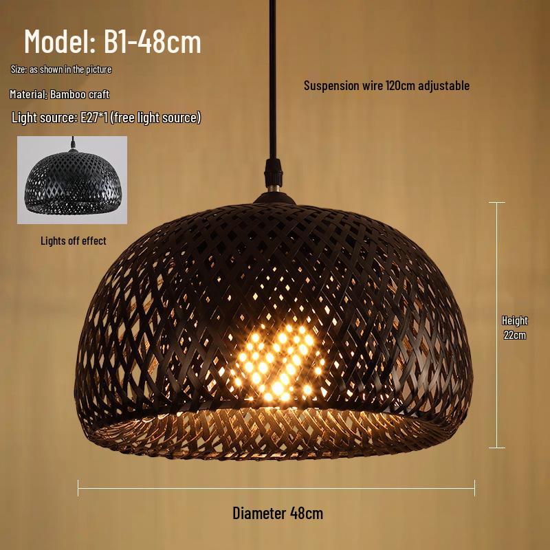 Bamboo Zen Pendant Light: Artistic Bamboo Weave Lantern for Tea Rooms and Tables