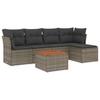 6 Piece Garden Sofa Set with Cushions Gray Poly Rattan