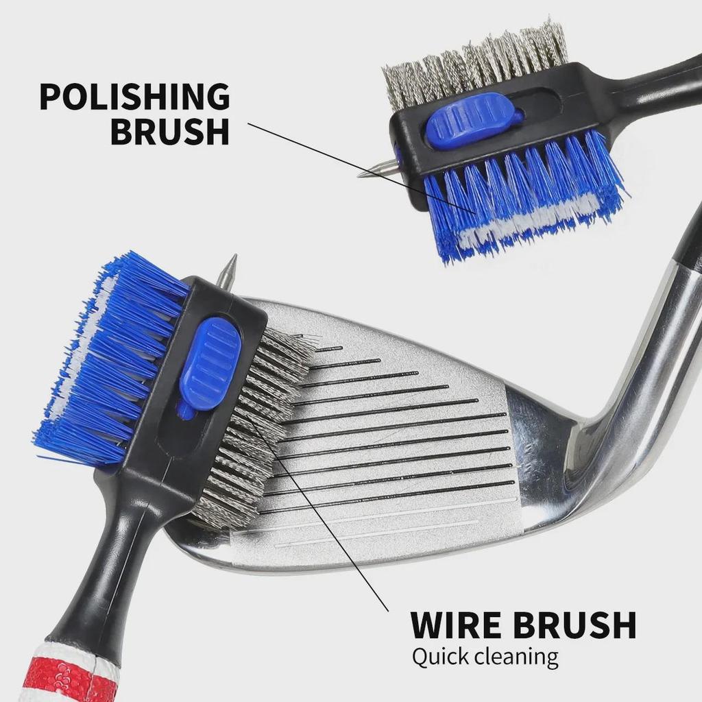 Double-Sided Nylon & Steel Golf Club Cleaning Brush