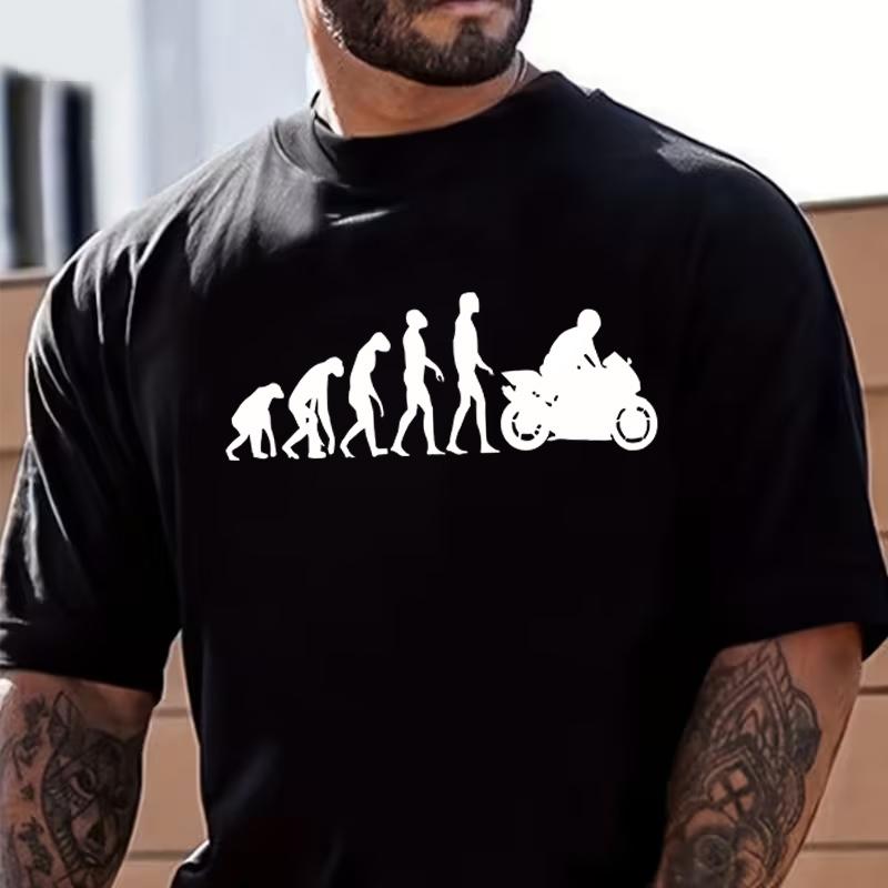 Футболка  Эволюция Мотоцикла  Смешной Подарок Байкеру Супербайк Мотоцикл 100% Хлопок Круглый Вырез Короткий Рукав Повседневный Топ S