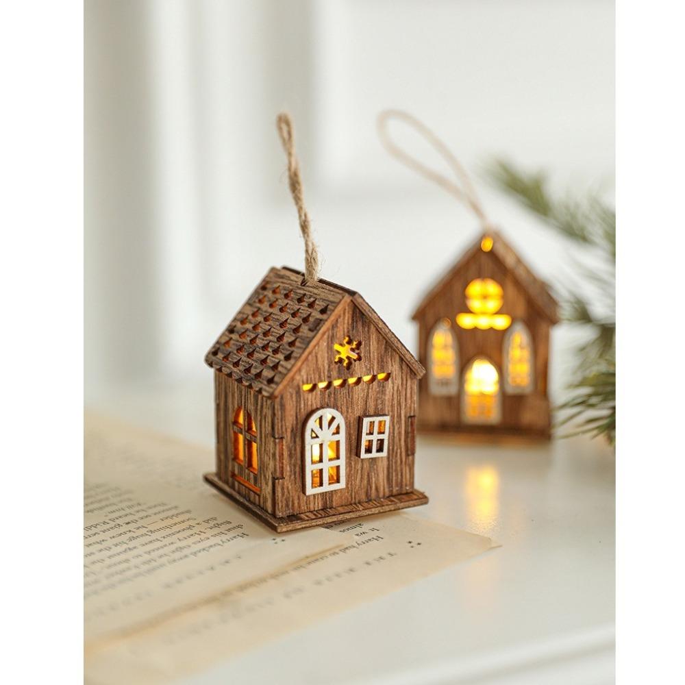 New Luminous Wooden House Christmas Pendants Creative New Year Xmas Tree Ornaments Gifts Hanging Ornament Christmas Decorations