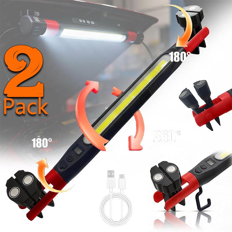Magnetické nabíjecí LED pracovní světlo, USB 4 režimy Přenosná inspekční lampa Pod kapotu Tyč s hákem Bez rukou