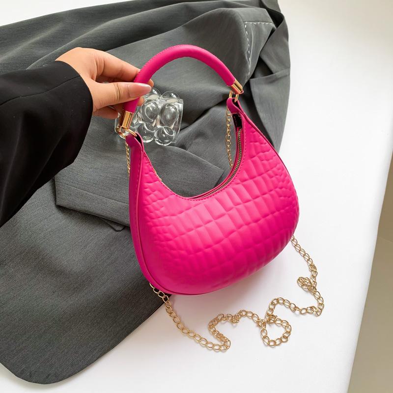 Einfarbige Temperament-Damentasche 2025 Trend Koreanische Version Sommer Neue Lässige Achseltasche Lässige Schulter-Sichelmondtasche