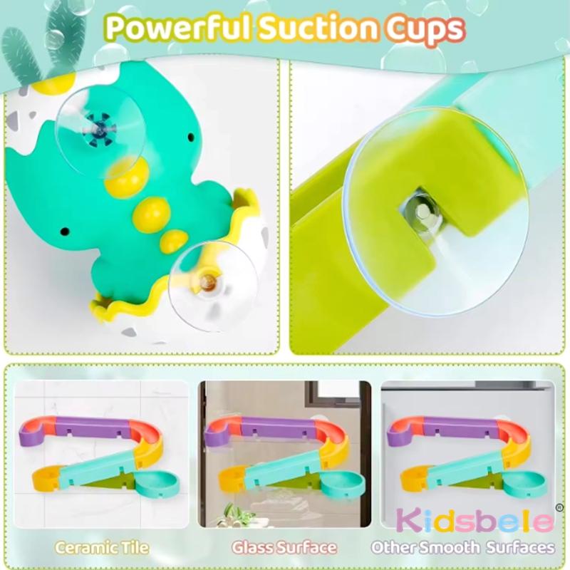 Toddlers DIY Track With Balls For Bathtub Pool Interactive Gift Assemble Track Dinosaur Egg Water Shower Toy With Water Spray