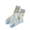 Crystal Silk Floral Embroidery Socks Ultra-Thin Nylon Long Socks Chic Mid-Tube Socks  Cosplay