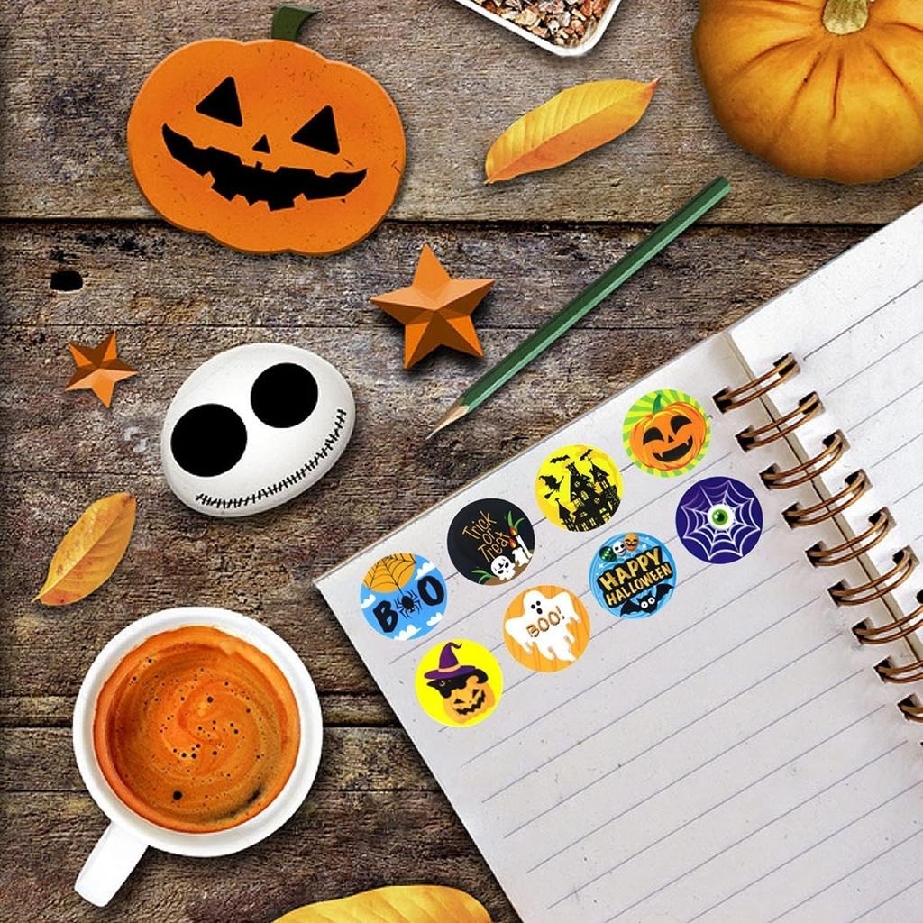 500 Pcs Pumpkin Ghost Halloween Stickers for Kids Round Sticker Gift Sealing Label Envelope Decor Stationery Stickers 1 inch