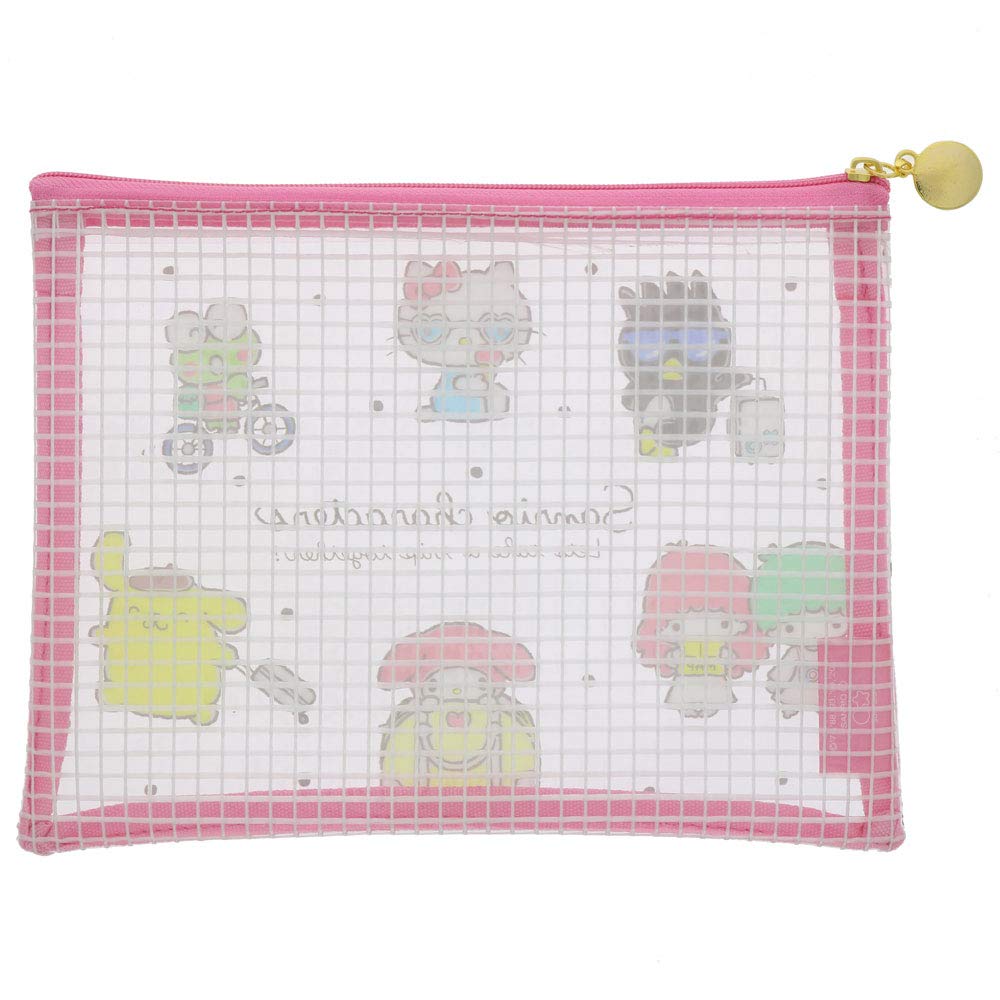 Sunstar Stationery Sanrio Flat Sanrio S2284790 Pouch, Mesh, Travel, Pink,