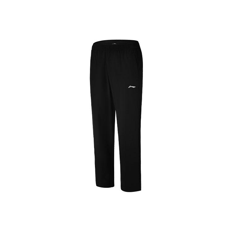 Li Ning Badminton Series Minimalist Brand Logo Printed Lace-Up Straight Leg Comfortable Casual Pants Unisex pants Black AYKU985-1