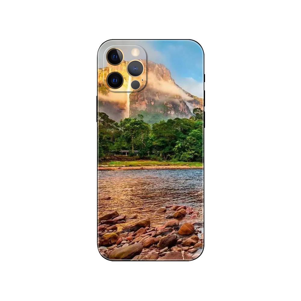 Mountains Lakes Scenery Phone Case for Iphone 5 5s 2020se 6 6s 7 8 Plus X 10 XR XS 11 12 13 Mini Pro MAX Black Tpu Back Cover