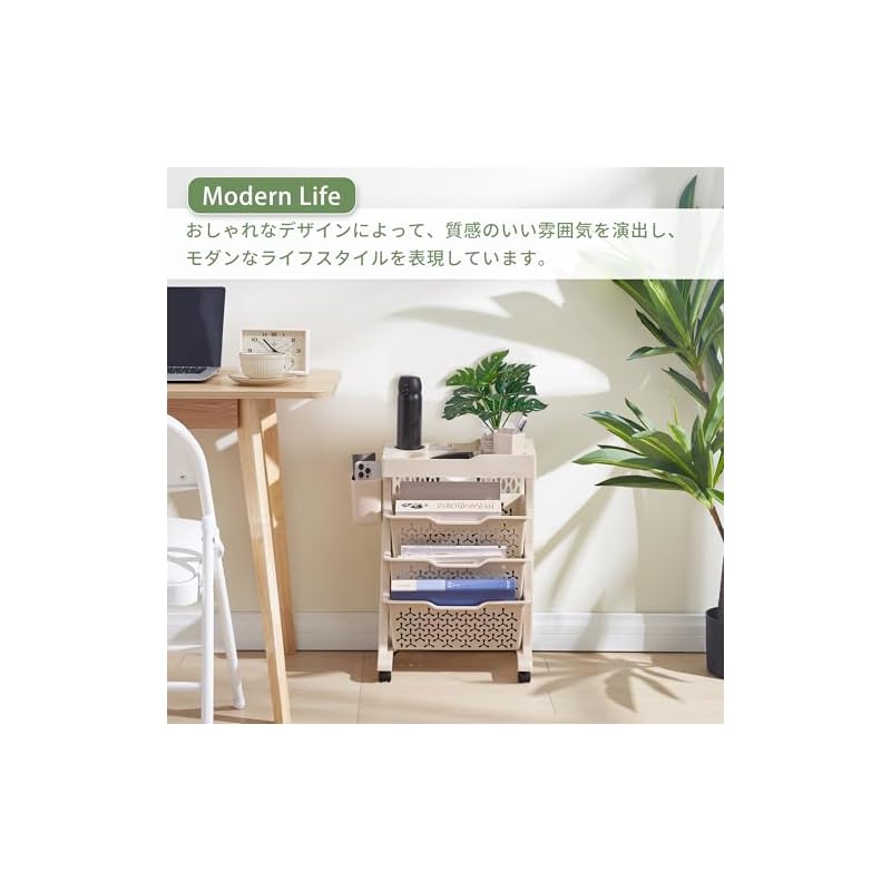 VECELO Slim Bookshelf, 3 Tiers, 39cm (W) X 18.8cm (D) X 54.5cm (H), File Wagon with Casters, Movable, Open Shelf, Magazine Rack, Textbook Rack,