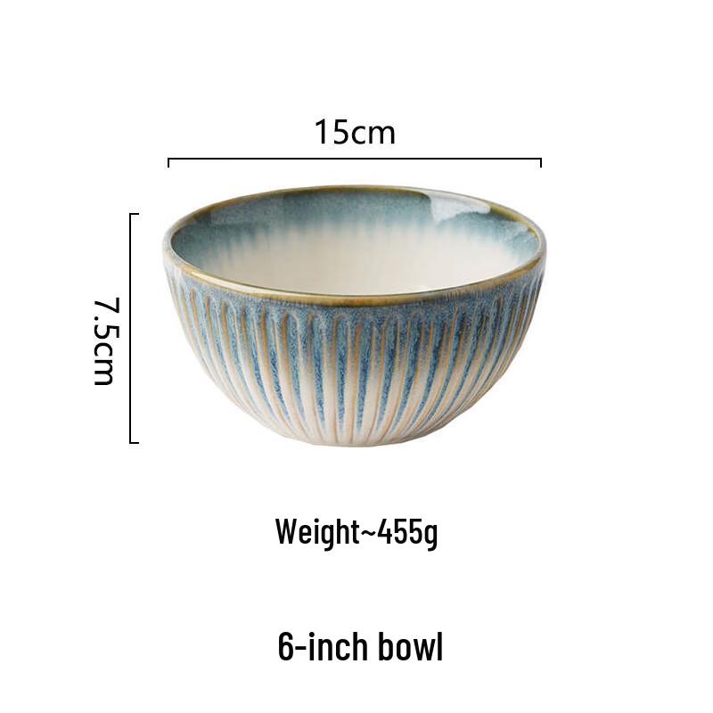 ZISIZ Vintage Embossed Ceramic 8-inch Serving Bowl