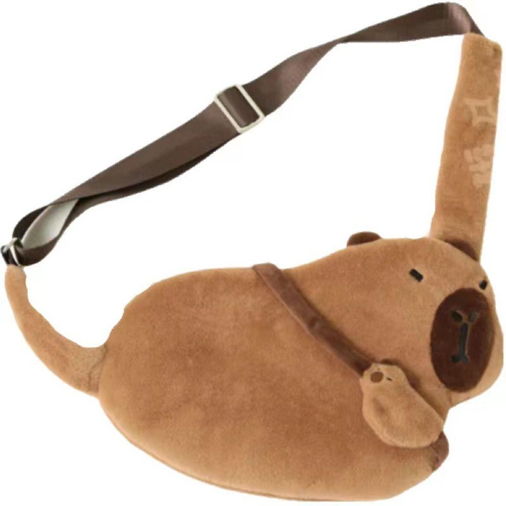 Soft Guinea Pig Chest Bag Plush Doll Cartoon Shoulder Bag Creative Capybara Crossbody Bag  Kids