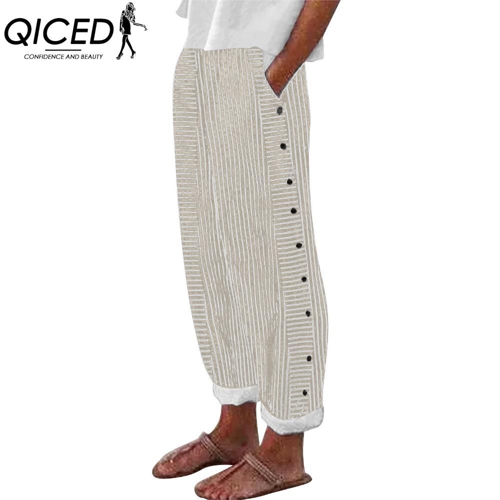 

QICED Женские модные повседневные брюки и капри с принтом однотонного цвета XXXXXL хаки