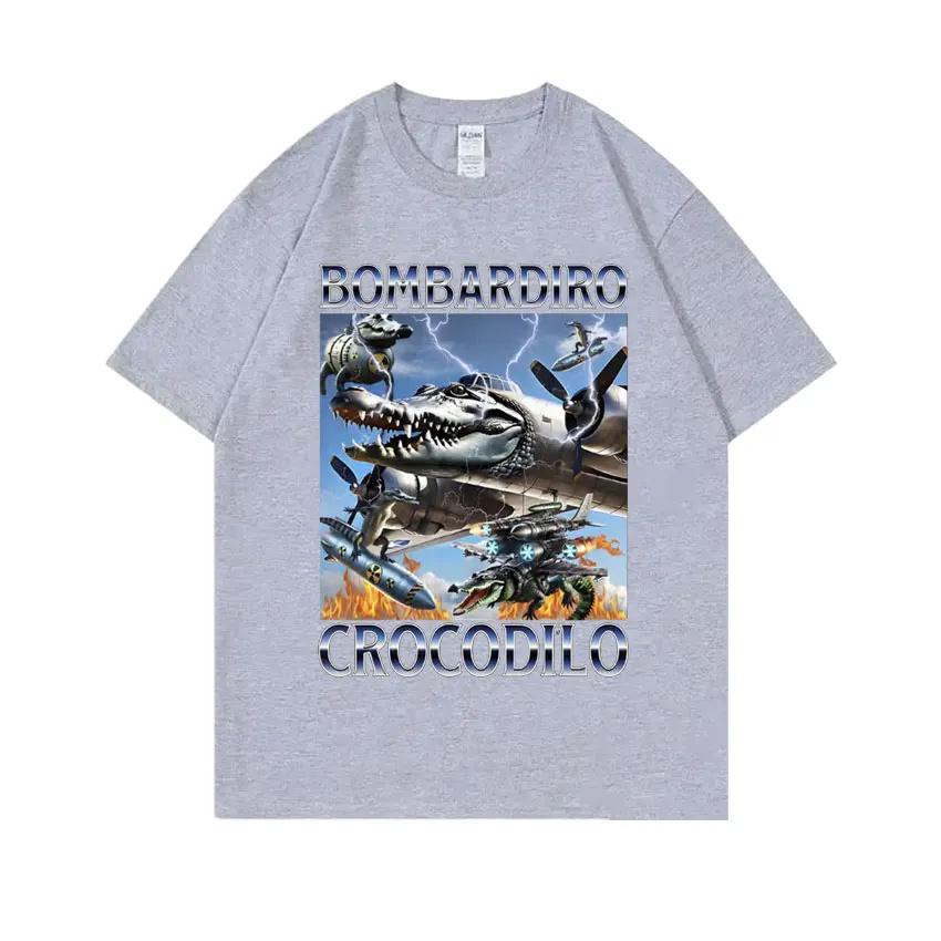 Funny Meme Italian Brainrot Bombardiro Crocodilo Crocodile Plane Bomber T-shirt Men Women Casual Cotton Vintage Humor T Shirts
