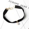 Vintage Black Velvet Choker Necklace for Women Collar Torques Neck Jewelry Black Boho Stretch Yin Yang Charm Gothic Punk