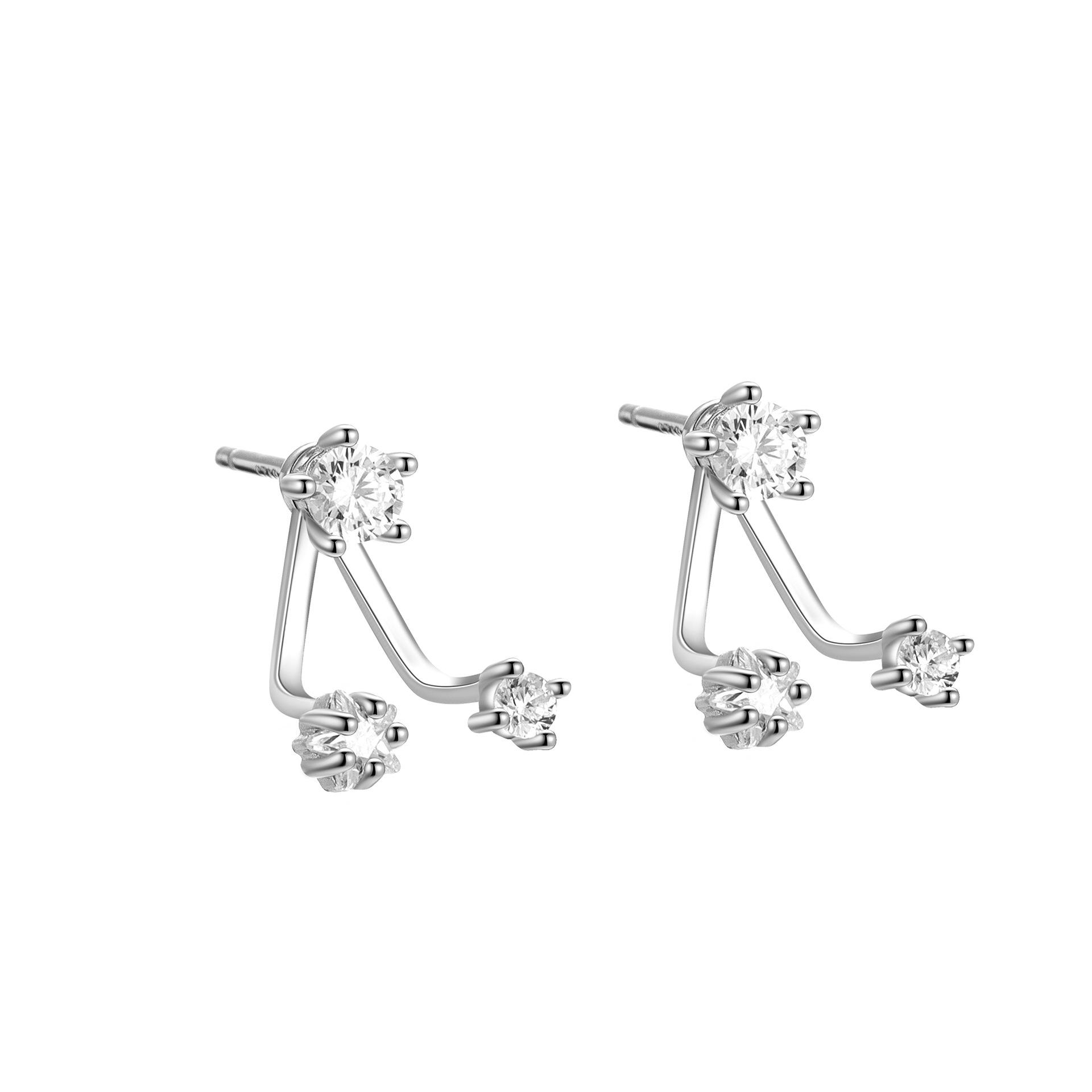 

Authentic 925 Sterling Silver Stud Earrings for Women Cute Star Earrings Shiny Clear CZ Wedding Engagement Jewelry серебряный