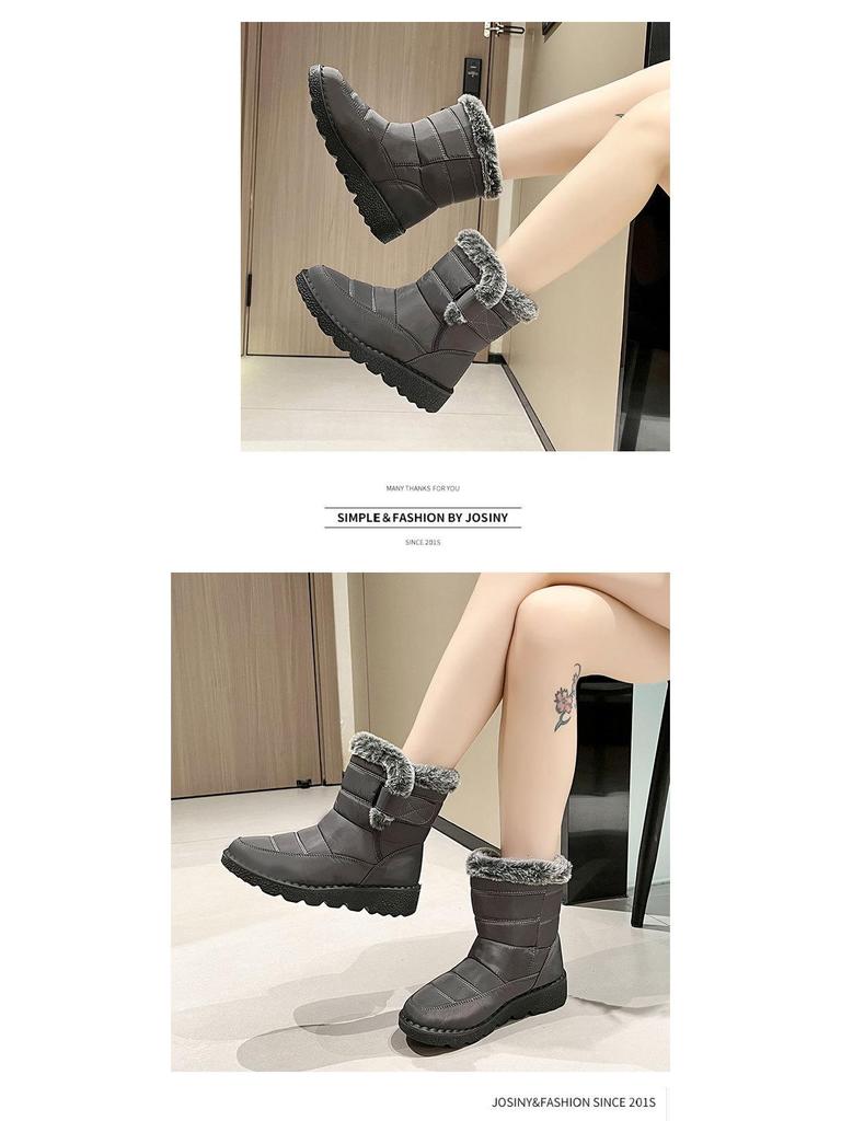Women's Winter Snow Boots - Fleece Lined, Warm, Waterproof, Non-Slip, Comfortable Mid-Calf Thickness.