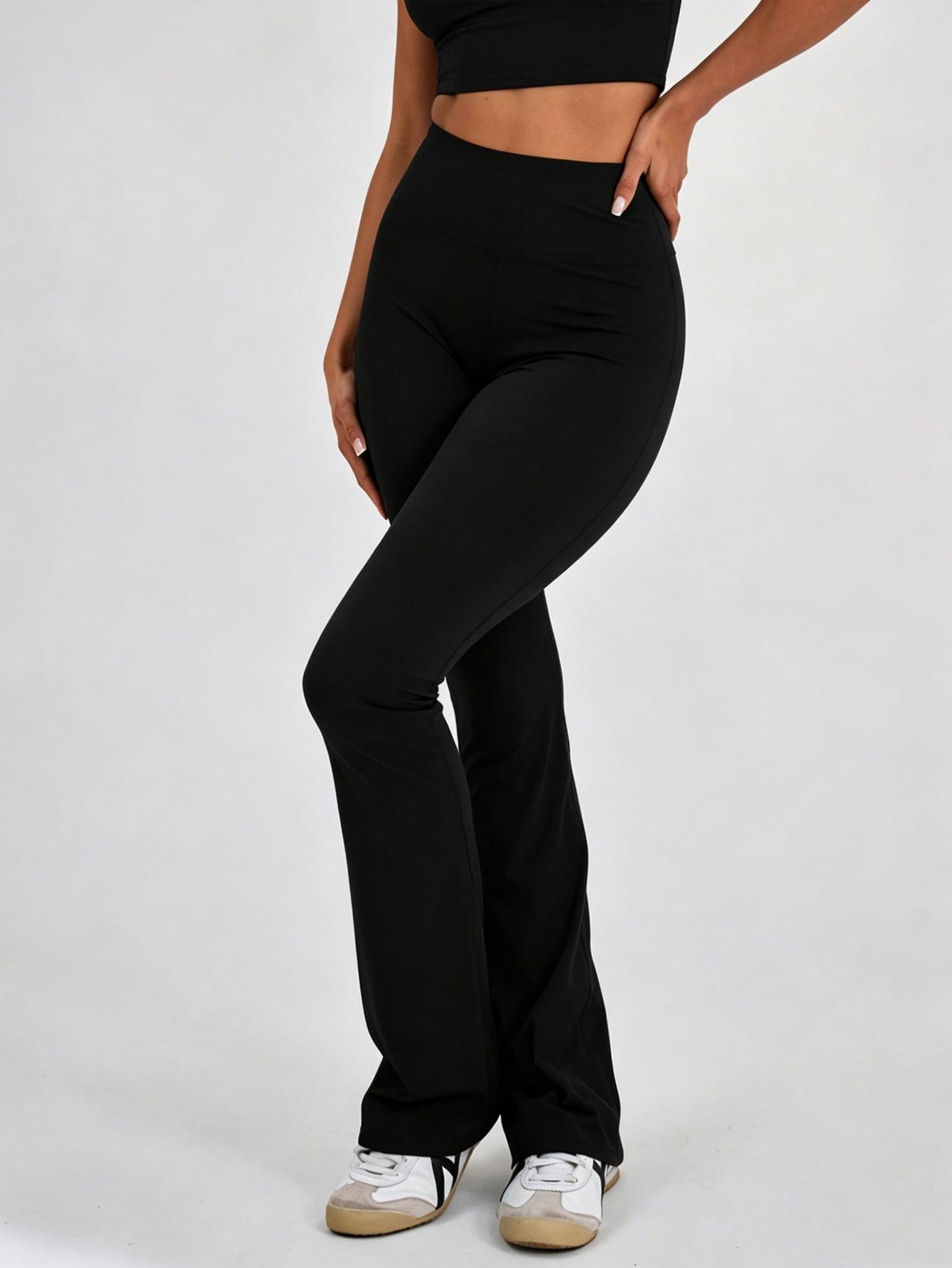 European & American High-Waisted Flare Yoga Pants - Nude Feel, Hip Lifting, for Outdoor Running & Fitness (New Style)