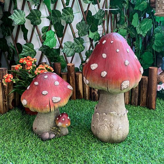 Resin Garden Figurine Cute Mushroom Goose Bunny Statue for Outdoor Garden Backyard Yard Porch Patio Lawn Decor