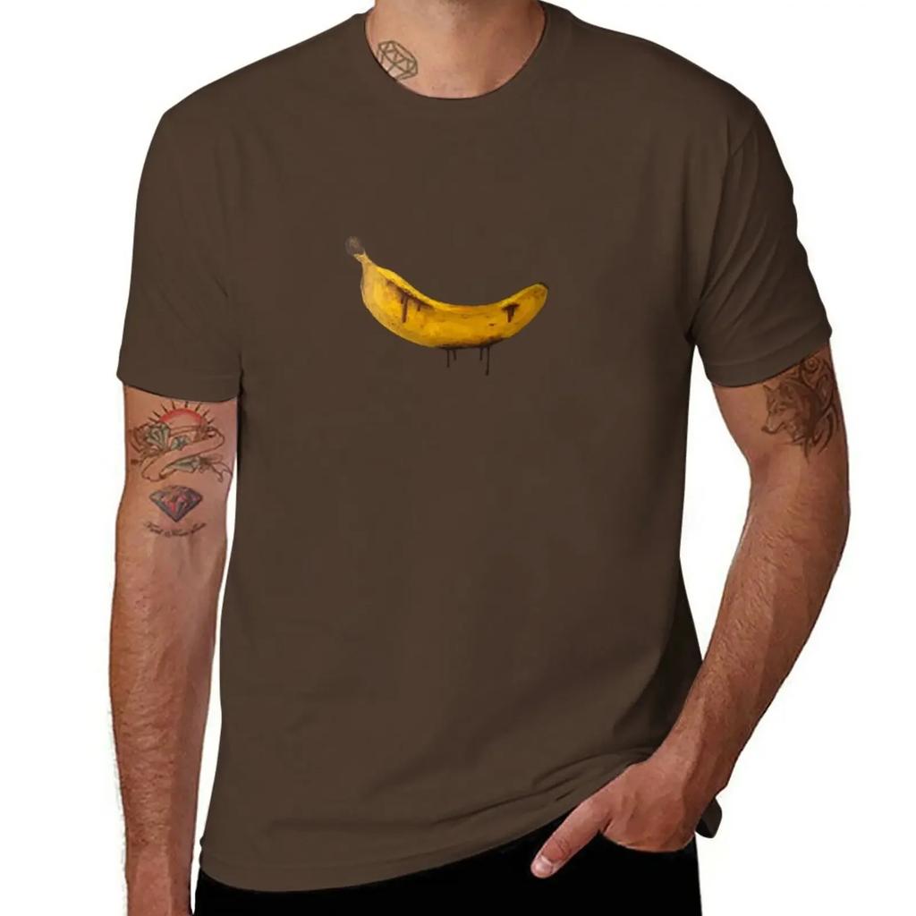 Das blutige Bananen T-Shirt Jungen Weiß Übergrößen Oversize T-Shirts für Herren