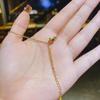 14K Gold Double Ring Necklace with Rhinestones - 2022 Light Luxury Collection