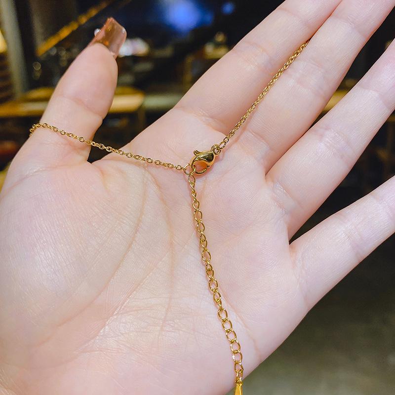 14K Gold Double Ring Necklace with Rhinestones - 2022 Light Luxury Collection