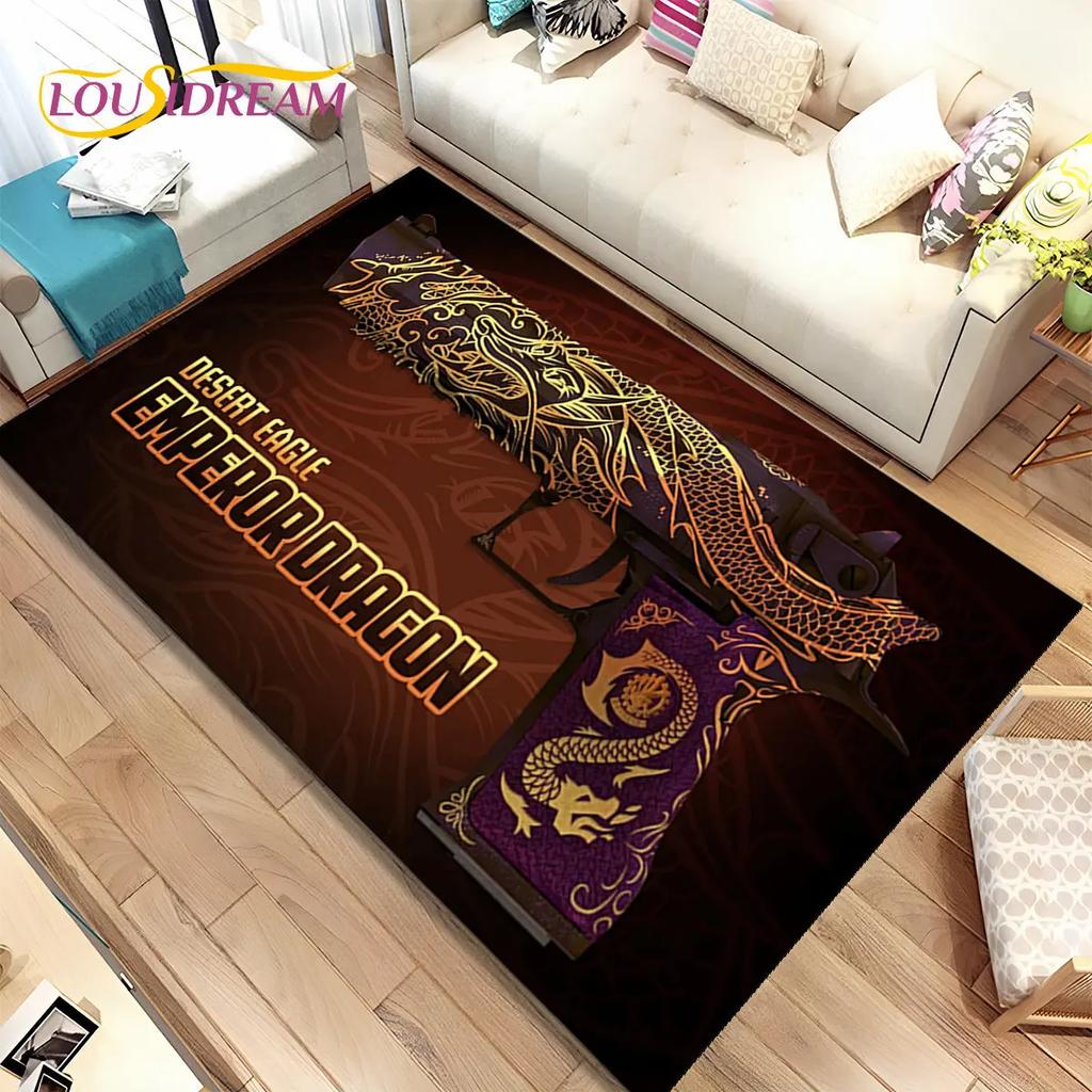 3D Assault Rifle Pistol Gun CS M4 AK USP Game Area Rug,Carpet for Home Living Room Bedroom Sofa Doormat Decor,Non-slip Floor Mat