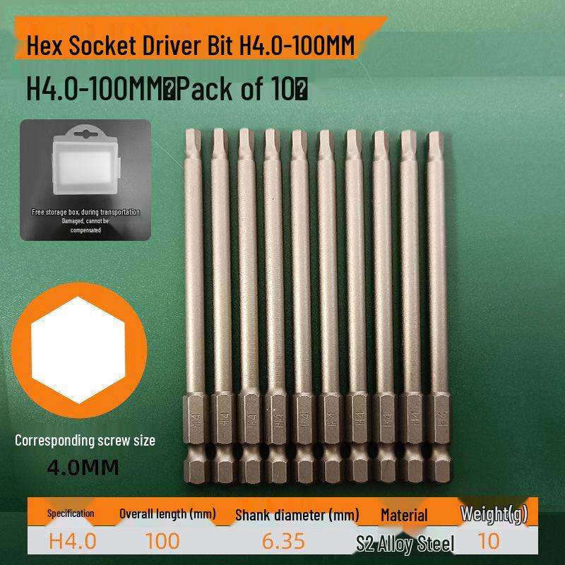 S2 Strong Magnetic Hex Socket Bit - High Strength, Shock Resistant for Hand Drills and Electric Screwdrivers