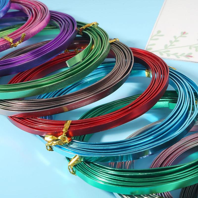 5Meters / Piece 3mmx1mm Colour Flat Aluminum Wire Soft Metal Floristry Wire For DIY Handmade Jewelry Crafts Modeling Accessories