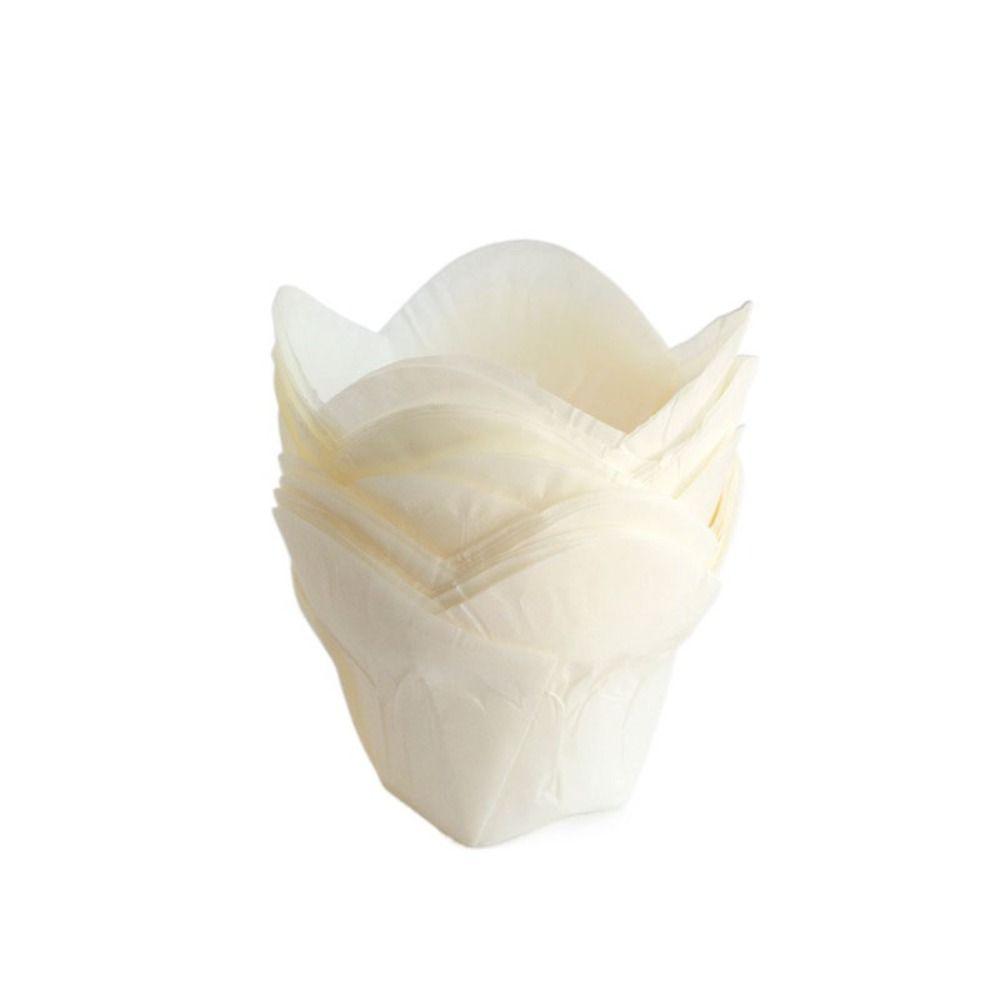 

50pcs Non-stick Tulip Muffin Cupcake Paper Cup Oilproof Cupcake Wrappers Cupcake Liner Party белый