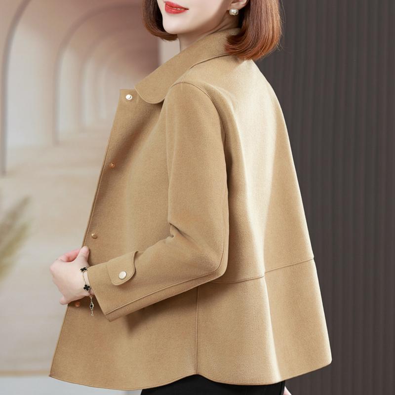 Middle Age Women's Wool & Blends Coats Plus Size Autumn Elegant Loose Outerwears Lady Jackets