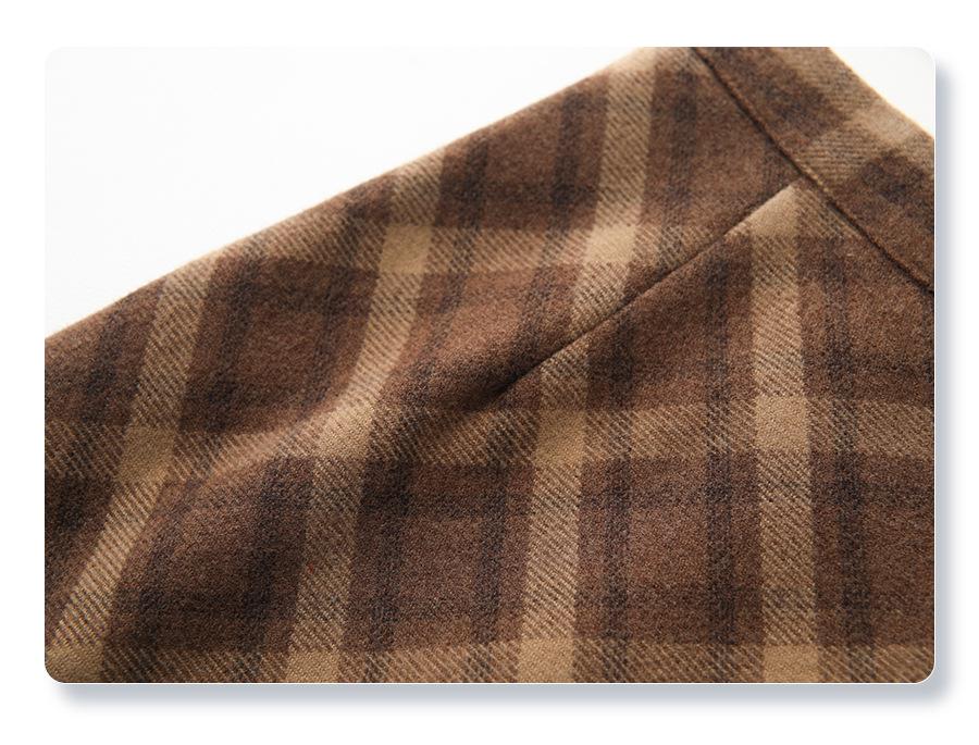 High-Waisted Plaid Tweed Pencil Skirt for Women - Slimming Mid-Length Bodycon, Autumn & Winter 2024 Collection