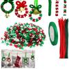 1500 Pieces Triangle Beads Christmas Beaded Decoration Set  For Xmas Craft Wreath Tree Decor