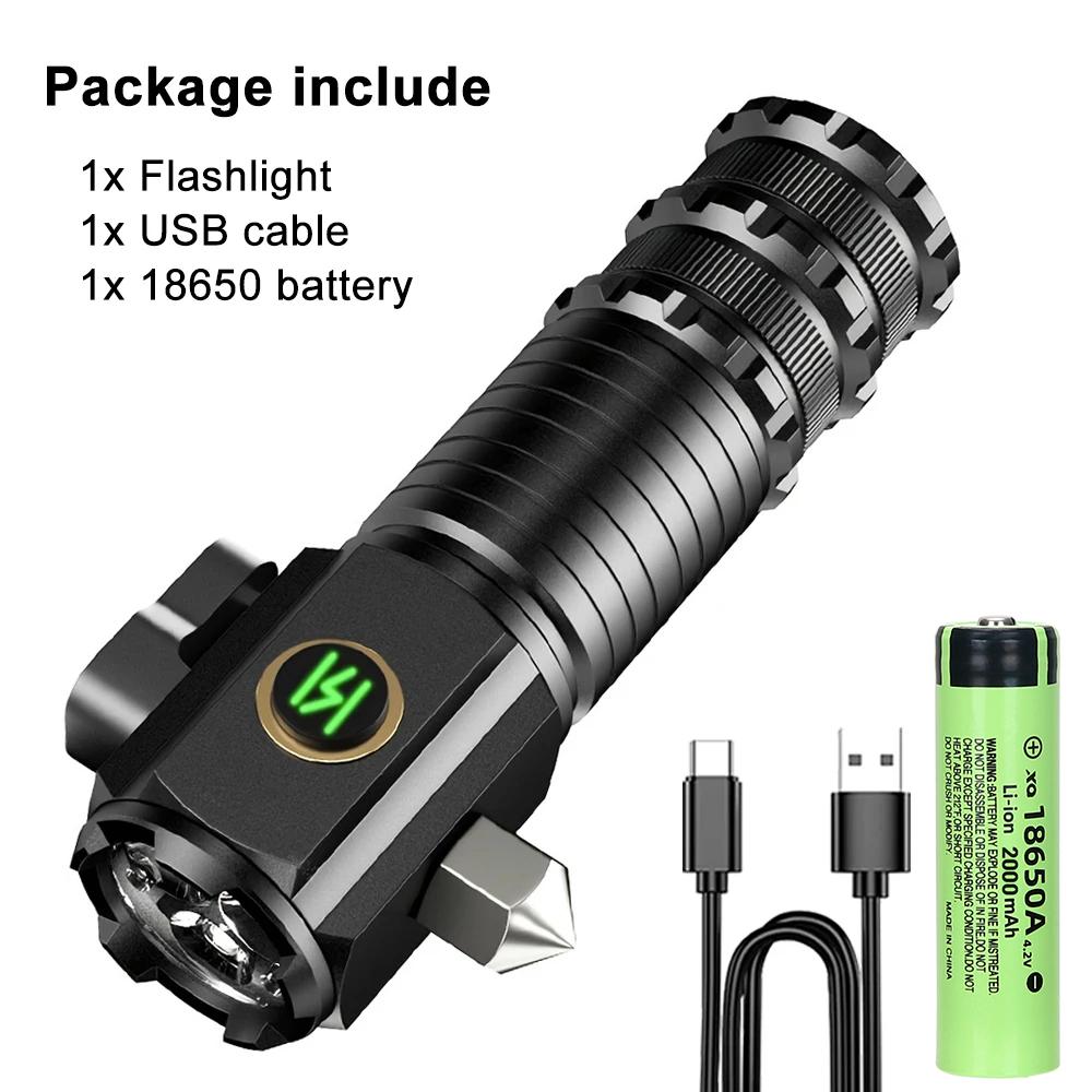 High Power Led Flashlights With Battery Type-C Rechargeable EDC Flashlight Hat Clip Light for Outdoor Hiking Camping Lantern