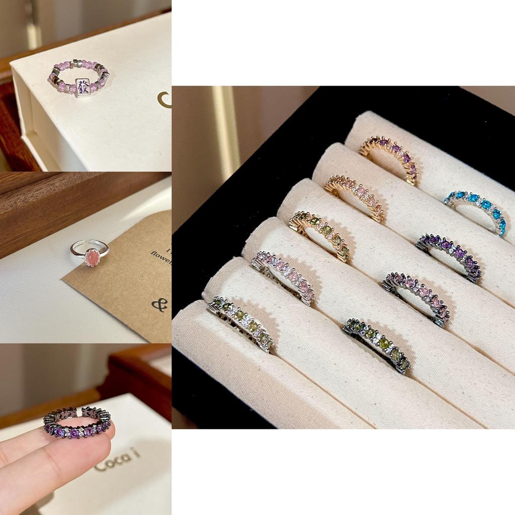 Unique S925 Silver Ring Featuring Geometric Design And Vibrant Colored Stones For Women