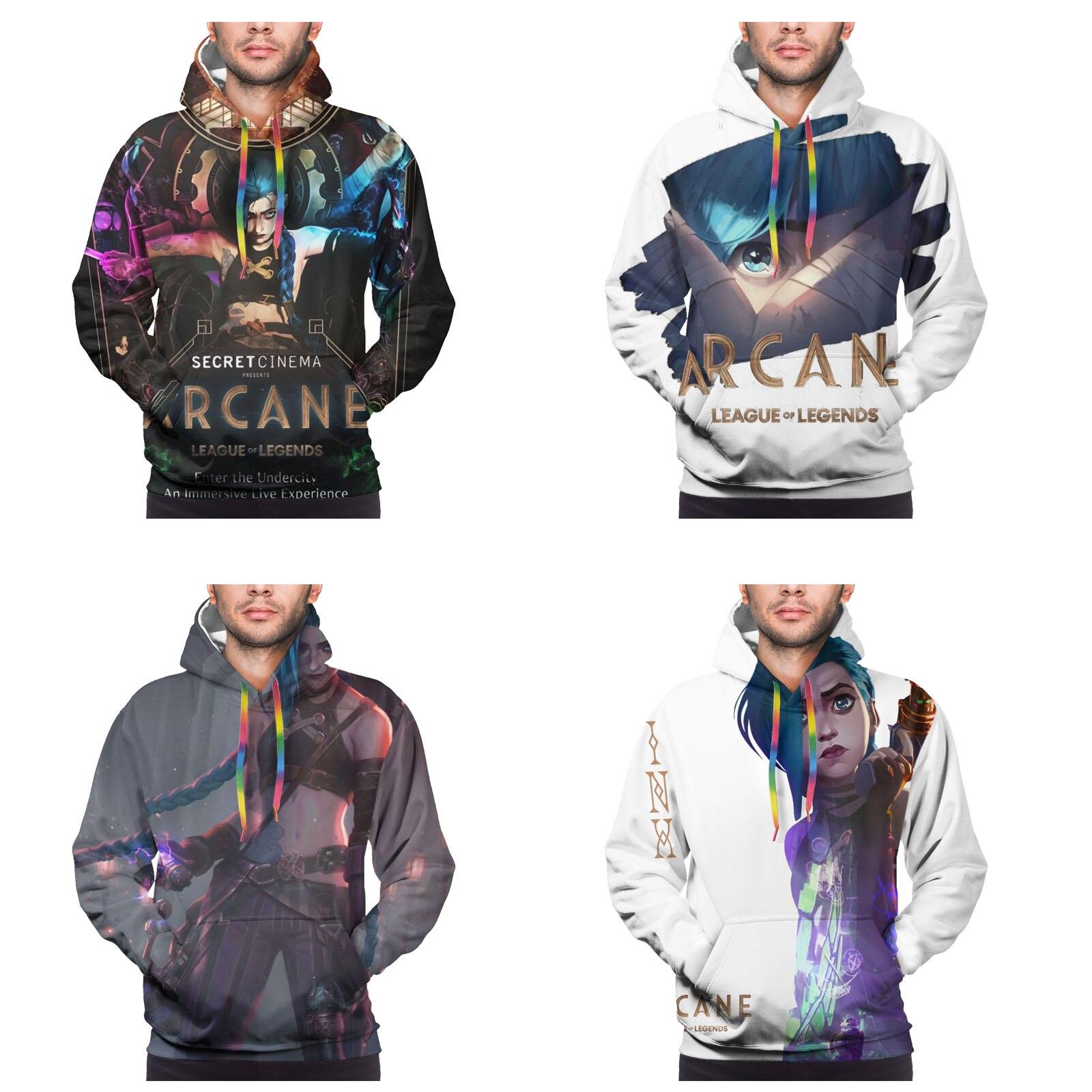 Sweat à Capuche Arcane Jinx - Impression Haute Définition, Coupe Décontractée Oversize, Style Hip-hop Urbain - 4