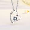 Silver Plated Hollow Heart CZ Pendant Necklace, Twisted Rope Chain Love Necklace for Women