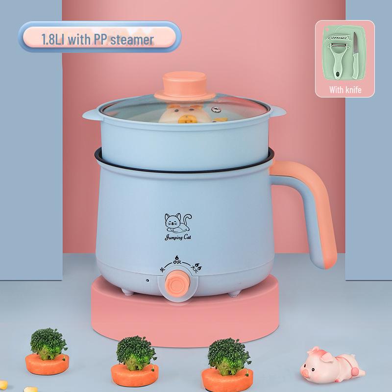 

Многофункциональная электрическая плита: Пар, варка и жарка — идеально для общежитий и небольших домохозяйств Non-stick pan + knife + PP steamer