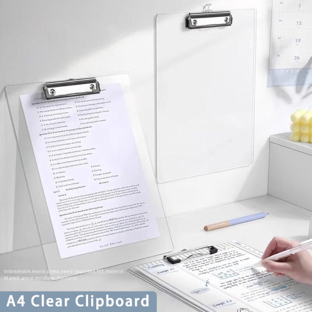 Portable Transparent Writing Clipboard A4 Stationery A4 File Folder Memo Clip Board Students