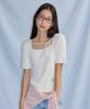 CITYBREEZE Ribbed Square Neck Sleeve Knit_White