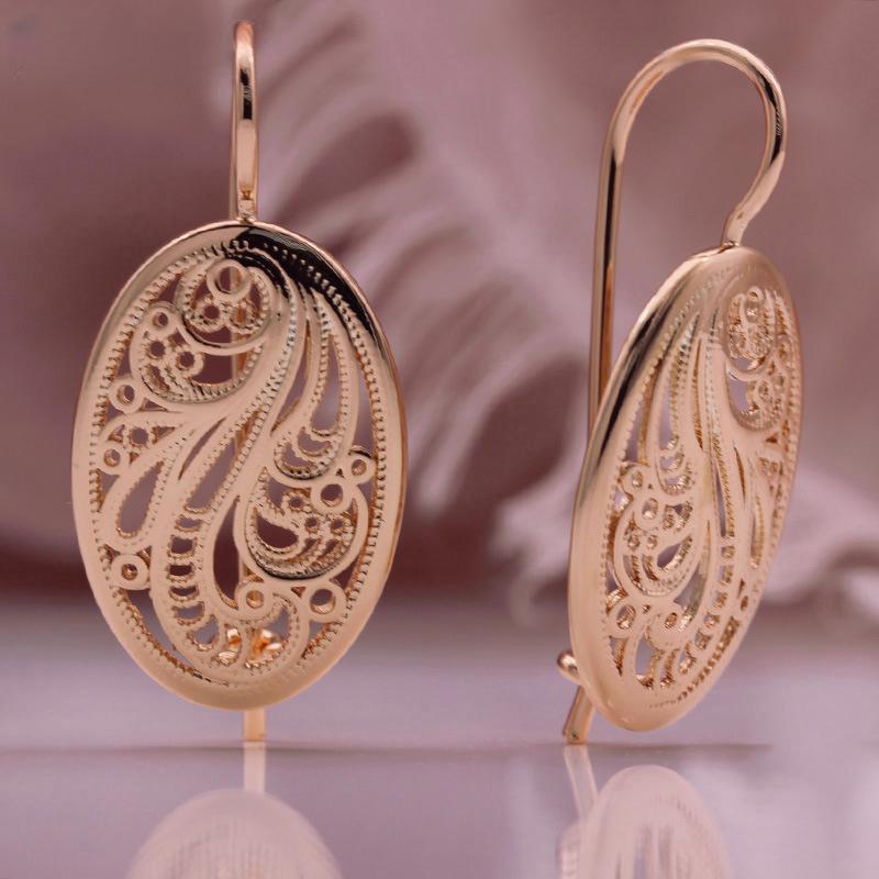Rose Gold Color Earrings Color-preserving Hollow Oval Women's Earrings Jewelry Gift