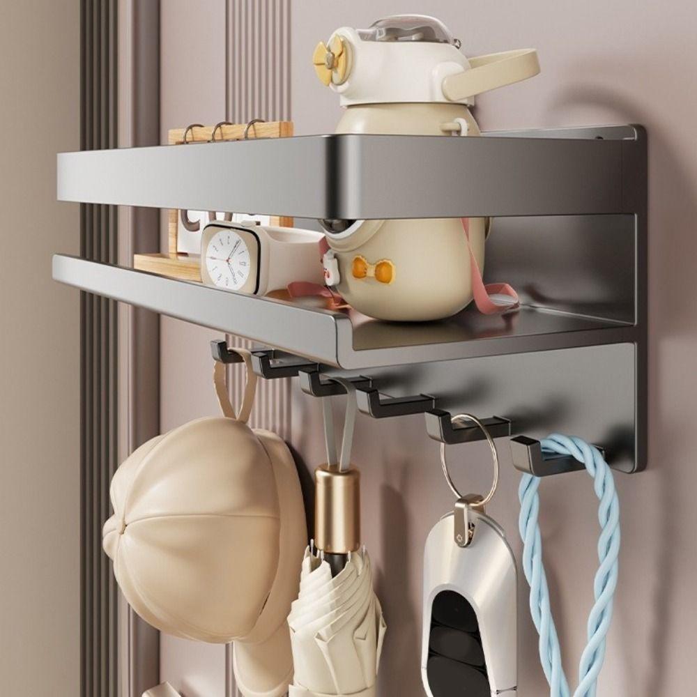 Carbon Steel Refrigerator Magnetic Shelf Wall Mounted Large Capacity Kitchen Storage Shelves Space Saving Punch Free Spice Rack