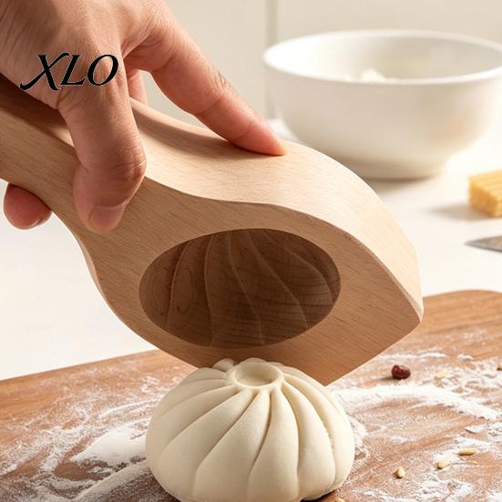Pastry Shaping Tool Wooden Steamed Bun Maker Mold, Handmade Dough Pressing for Buns, Solid Durable Baking Mold Wood Kitchen Gadget Asian Dumpling And