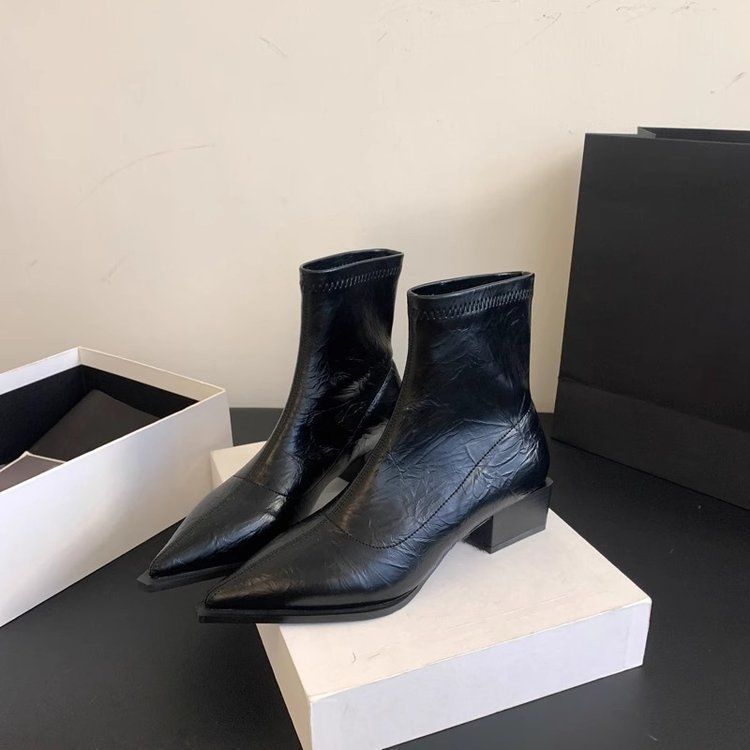 High-end pointed Martin boots women's niche design versatile thick heel thin boots women's new autumn and winter 2025