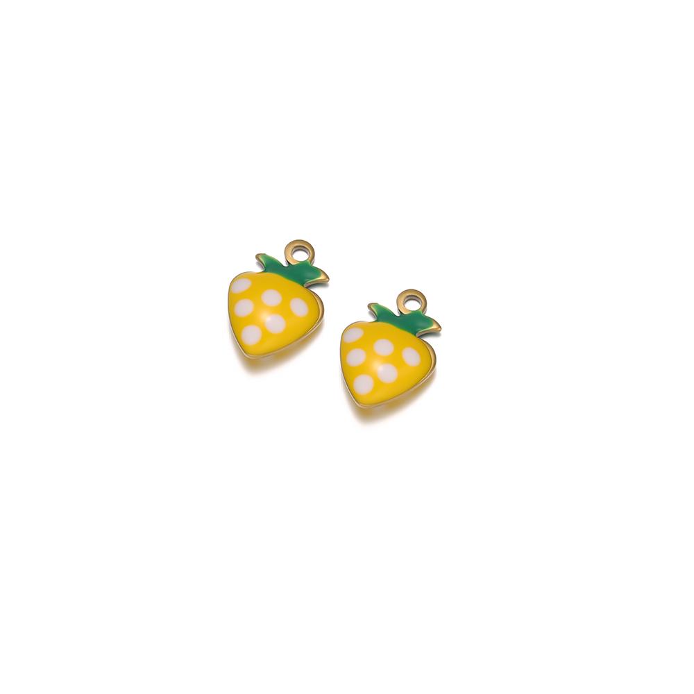 20Pcs Stainless Steel Small Enamel Heart Strawberry Charms for DIY Jewelry Necklace Kids Girls Bracelets Pendant Earrings Making